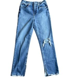 Good American Good Straight Jeans Women 6/28 Distressed Split Hem Streetwear